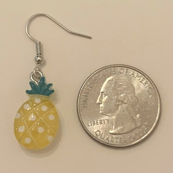 Pineapple Earring, Fruit Earring, Funny Food Earring, Gift Idea, Luau Earring - Picture 5 of 5